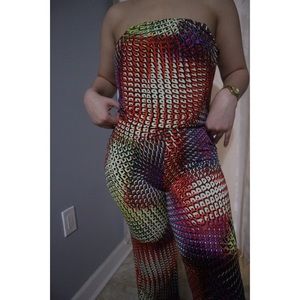 Wide leg multi color jumpsuit